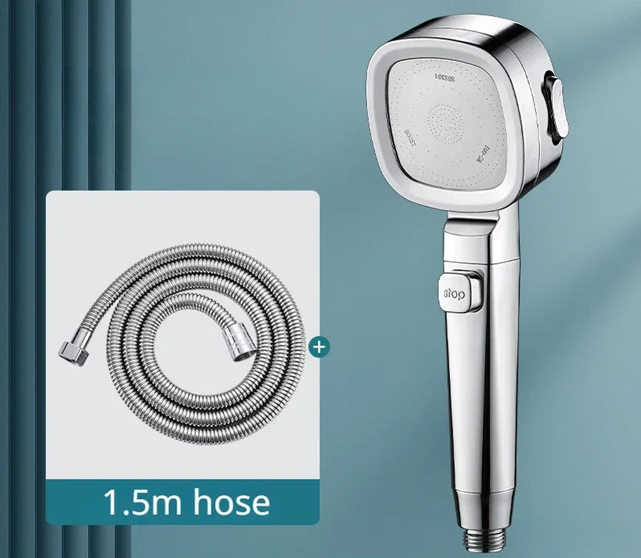 High Pressure Shower Head Water Saving 3 Modes Shower Heads Adjustable One-Key Stop Water Massage Sprayer Bathroom Accessories